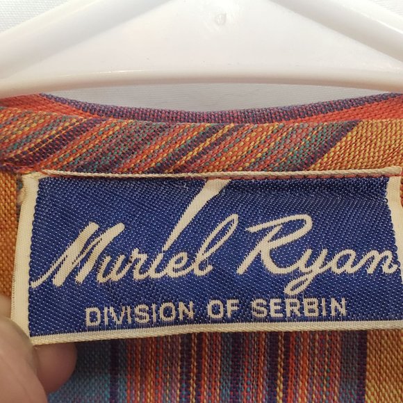 Shirt Dress Long Sleeves Vertical Stripes Collar Button Front Muriel Ryan Serbin - Picture 5 of 11